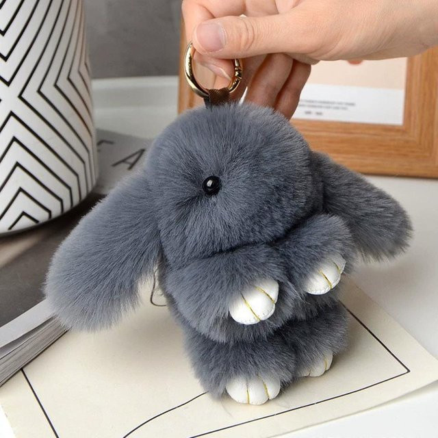 Rd lala Anhänger, Kaninchenfell-Pompon, Hase, 15 cm, Mädchen - Bild 1