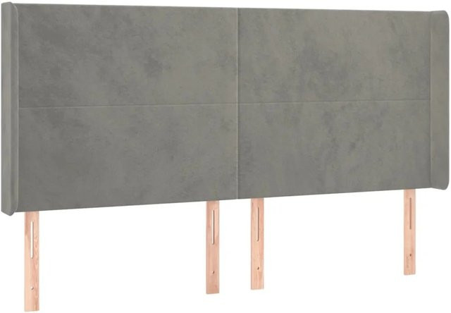 vidaXL LED Kopfteil aus Samt in Hellgrau mit USB-Ladeport und integrierter Beleuchtung, B/H: 163 x 118 cm - Bild 1