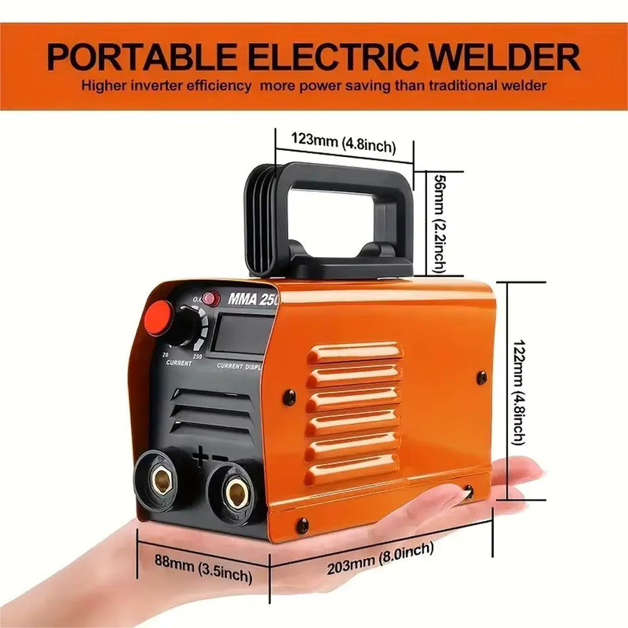 Tragbarer Inverter-Lichtbogenschweißer ZX7 250A MMA-Schweißgerät in Gelb-Orange für Autoreparaturen und Schweißarbeiten - Bild 4