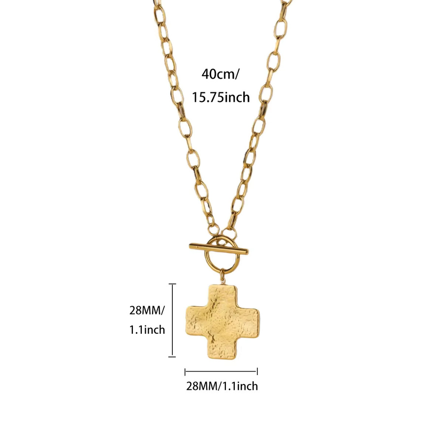ETCAVCE Halskette mit Kreuzanhänger, Edelstahl, Gold, Damen - Bild 2