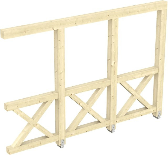 Skan Holz Seitenwand mit Andreaskreuz aus Fichtenholz in Natur, B: 78,5 cm, H: 210 cm, Tiefe: 350 cm - Bild 1