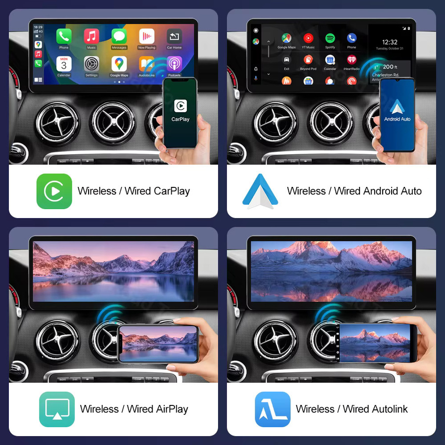 Road Top 12,3 Zoll Ultra-Dünner Touchscreen Multimedia GPS mit Carplay und Android Auto für Mercedes Benz A-Klasse W176, CLA, GLA W246 NTG4.5 in Schwarz - Bild 2