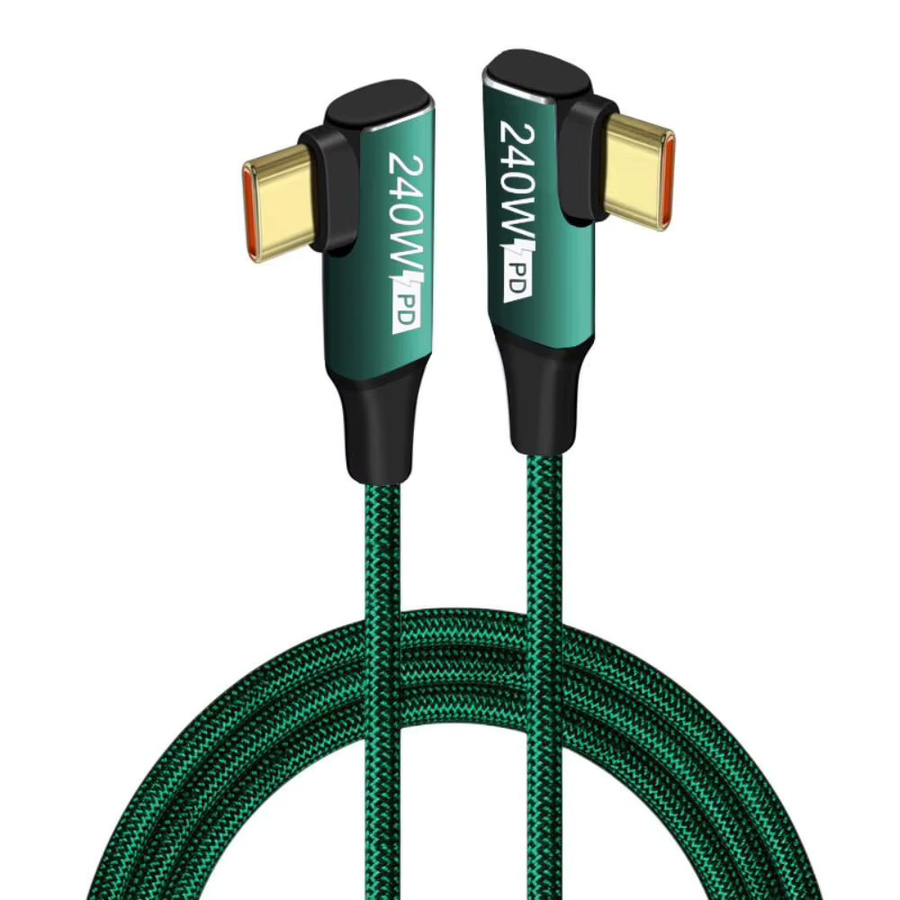 USB-C auf Typ-C Datenkabel mit Doppel-Winkelstecker für Schnellladung PD und QC3.0, 240W, 5A, Schwarz - Bild 6