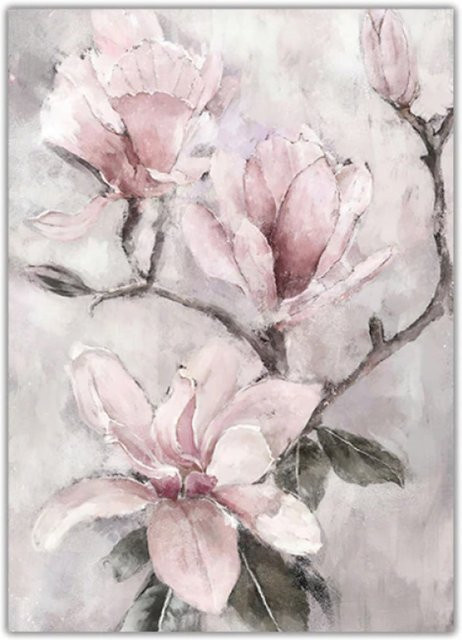 TPFLiving Luxus Poster Leinwand Blumen in Rosa und Weiß, 3 Motive, B: 42 cm, H: 60 cm - Bild 1