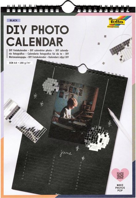 DIY Fotokalender Black in DIN A4 mit monatlicher Ansicht und FSC-Zertifizierung in Schwarz - Bild 1