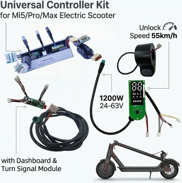 Universelles Xiaomi Controller-Kit für Mi5 Pro Max E-Scooter, 1200W 24-63V mit Armaturenbrett und Blinkermodul zur Geschwindigkeitsfreigabe bis 55km/h - Bild 1