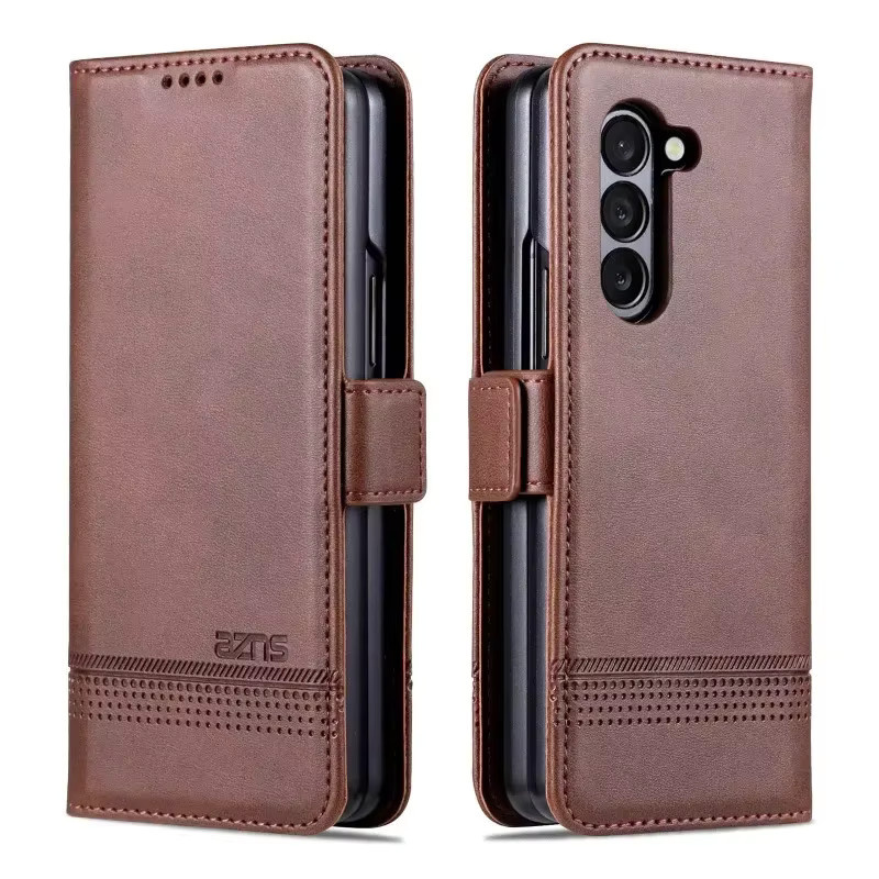 Leder-Brieftaschen-Handyhülle für Samsung Galaxy Z Fold 6, 5, 4, 3 5G mit Kartenhalter und Ständer in Rot oder Braun - Bild 2
