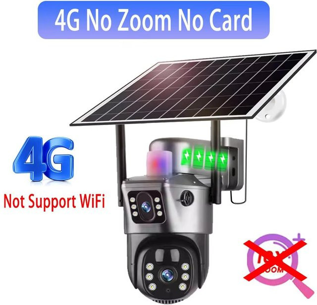 V380 Solarkamera 4G Dual-Screen Überwachung mit 6K Drei-Objektiv, PTZ 360 Grad CCTV Sicherheitskamera mit Auto-Tracking in Weiß - Bild 1