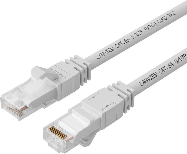 Lanview Cat6a Netzwerkkabel S/FTP in Weiß, Länge: 7,5 m - Bild 1