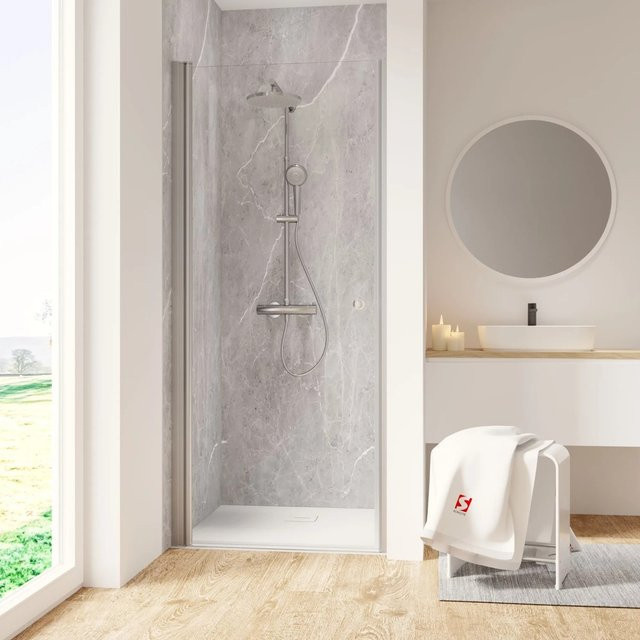 Schulte Duschkabine Garant 2.0 Drehtür für Nische in Silber und Transparent, B/T/H: 80 x 200 cm - Bild 1
