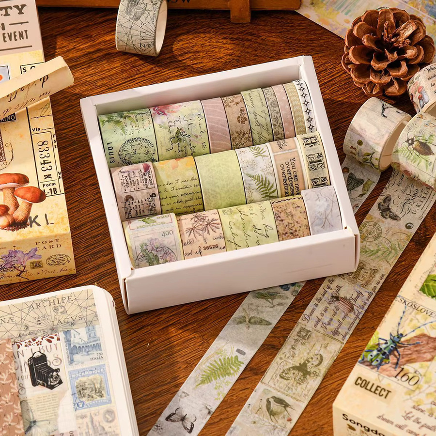 20 Rollen Retro Washi Tape Set in Multicolour für DIY-Handbücher und Geschenkverpackungen - Bild 5
