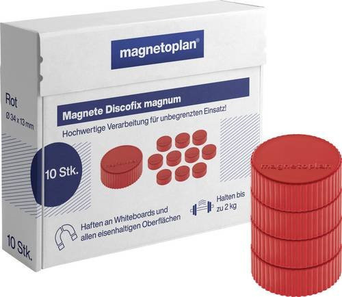 Magnetoplan Magnet Discofix Magnum rot Durchmesser: 34 mm - Bild 1