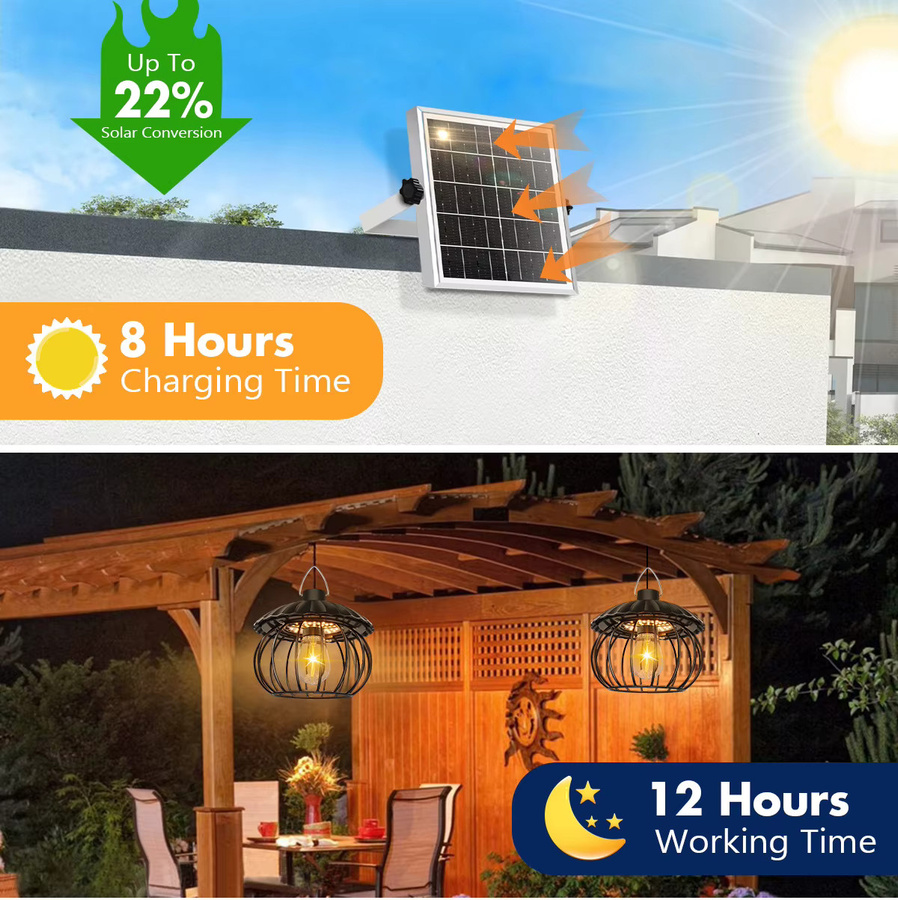 Cosyhomes Solar Garten Hängelampe LED Außenleuchte aus Metall in Schwarz mit Fernbedienung, Dimmfunktion und Timer für Terrasse und Balkon - Bild 5