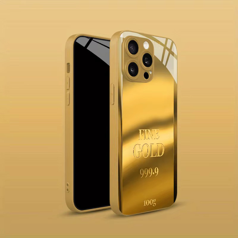 Glas-Handyhülle mit Goldbarren-Muster in Gold für iPhone 11 bis iPhone 17 Pro Max und weitere Modelle - Bild 3