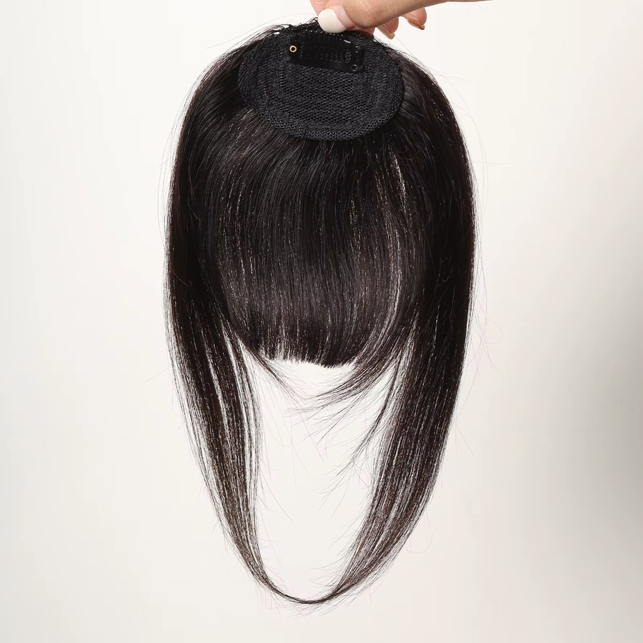 HAIRCUBE Pony-Clip aus schwarzem Echthaar, Damen - Bild 3