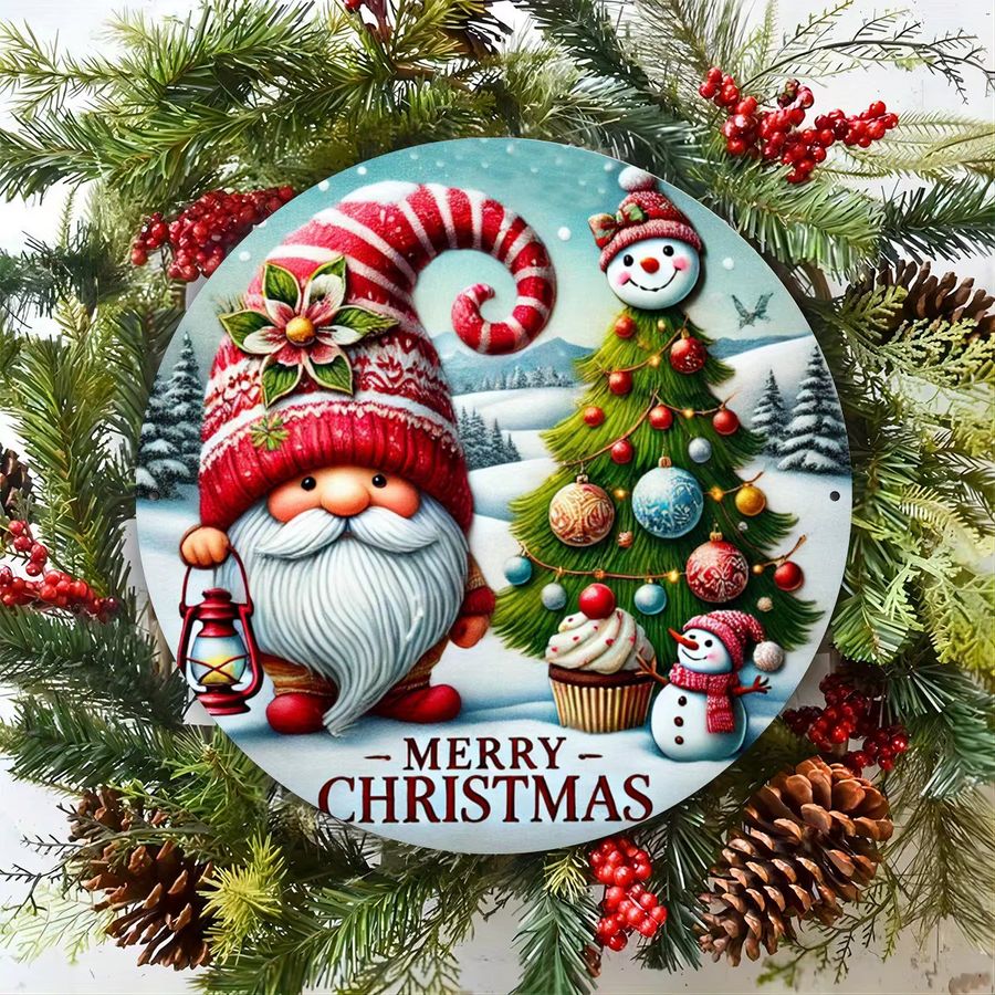 HELLOYOUNG Metallschild Weihnachtszwerg für Bauernhaus, Küche und Garten, B/H: 20 x 20 cm - Bild 3