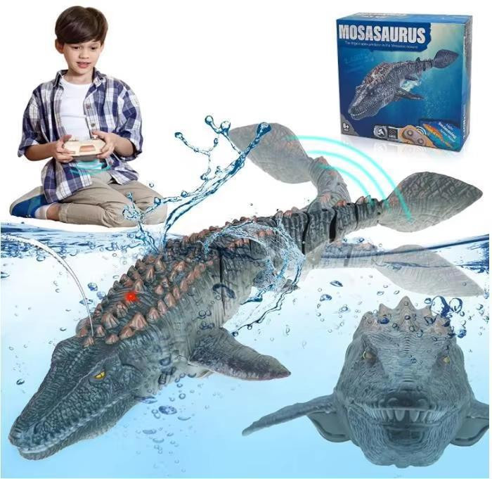 LYZRC Mosasaurus RC Unterwasser Spielzeug mit Licht und Spray, grau - Bild 6