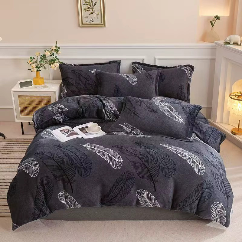 Weiche Flanell Bettwäsche in Grau mit Kissenbezug, Winter Fleece Bettbezug im Nordic Design, B/T: 140 x 200 cm - Bild 1