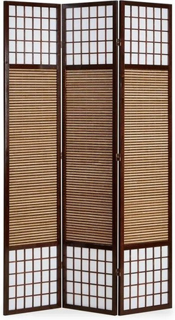 Homestyle4u 3-tlg. Paravent aus Bambus und Reispapier in Braun, B/H: 120 x 200 cm