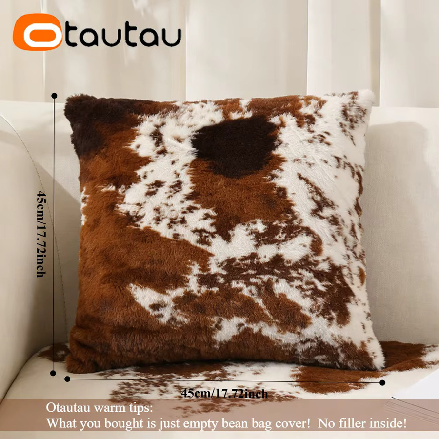 OTAUTAU Kunstfell-Kissenbezug mit Kuhmuster in Braun, 1 Stück (B/H: 30 x 50 cm und 45 x 45 cm) - Bild 1