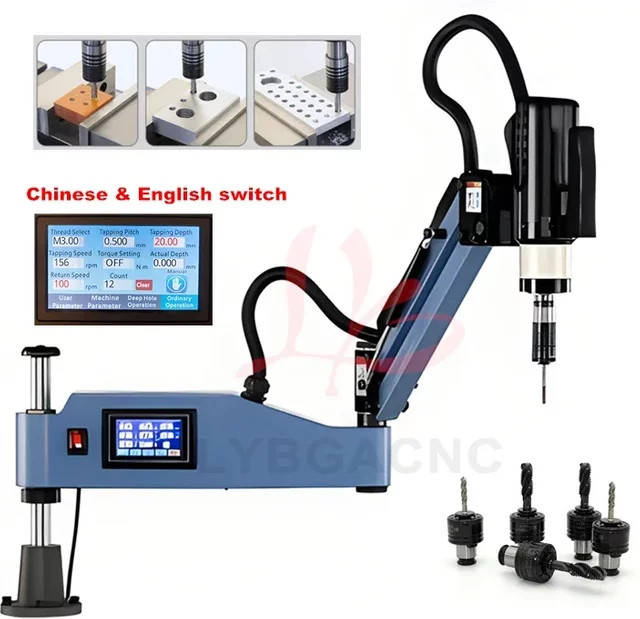 LYBGACNC Elektrische Gewindeschneidmaschine mit Easy Arm und Spannfutter, Blau, Universelle vertikale Bohrgewindeschneidmaschine für M2-M10 und M3-M20 - Bild 1