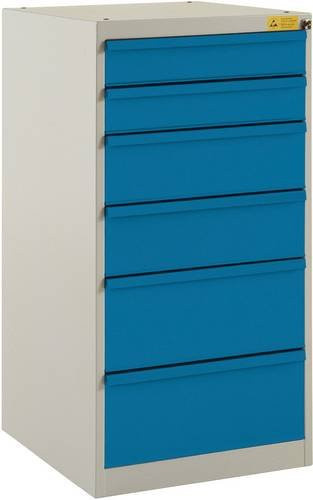 Manuflex LS1042.0002 ESD Schubfachschrank stationär in Lichtgrau mit 6 Schubfächern und einer Nutzhöhe von 90 cm - Bild 1