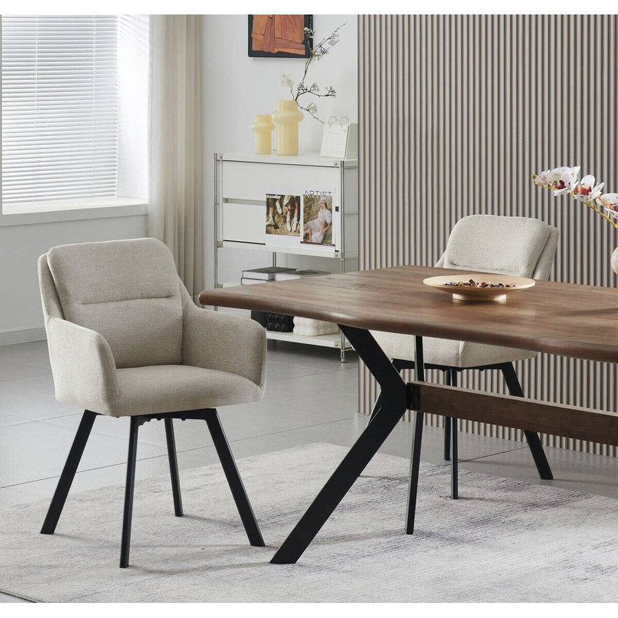 2er Set Stühle SOPHIE von xonox.home in Creme mit Stoffbezug, B: 53 cm, H: 87 cm, T: 62 cm - Bild 2