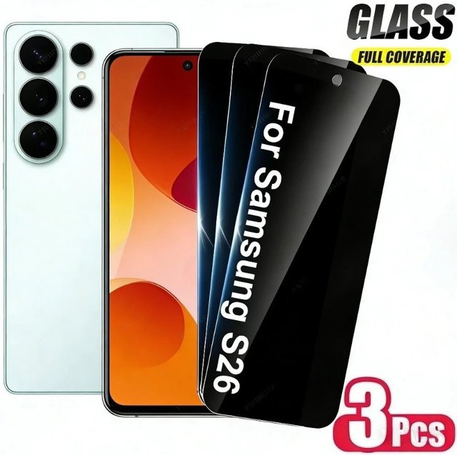 3-teiliges Anti-Spionage Vollbildschirmschutz Set aus gehärtetem Glas für Samsung Galaxy S26 S25 S24 S23 S22 Ultra FE und Plus Modelle, kratzfest und transparent - Bild 1