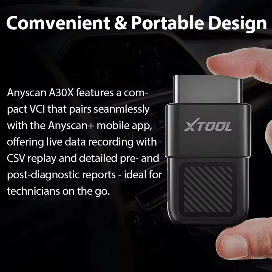 XTOOL Anyscan A30X PK A30M Auto-Diagnosegerät Bluetooth OBD2 Scanner mit 26 Reset-Service-Codeleser für FCA-Fahrzeuge mit SGW in Schwarz - Bild 3