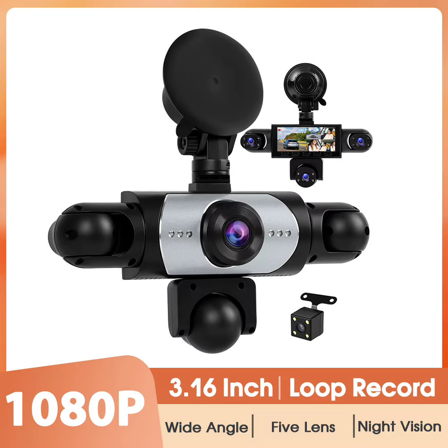 Podofo Auto-Dashcam mit 1080P Full HD und 5 HD-Linsen inklusive Innenraum- und Rückfahrkamera in Schwarz - Bild 7
