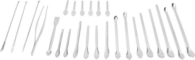25 Stück Laborlöffel und Pinzetten Set aus 304 Edelstahl in Silber mit langem Griff für professionelle Probenahmen - Bild 1