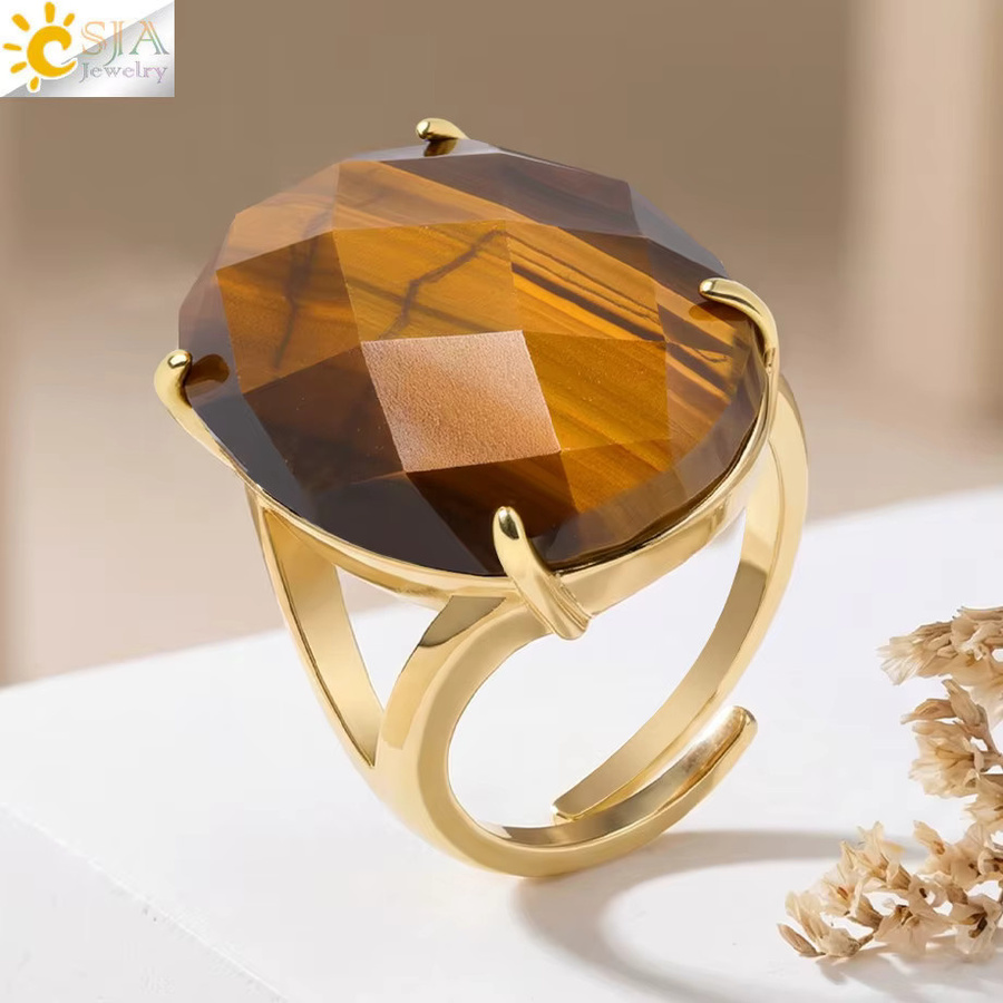 CSJA Ring, Naturstein, Kristall, Damen, verstellbar - Bild 2
