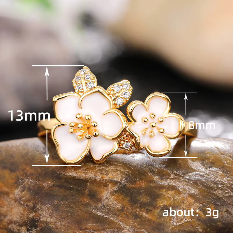 Huitan Trend Ringe, weiße Emaille, CZ, Damen - Bild 3