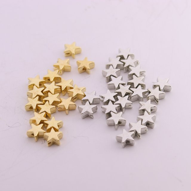 Stern Perlen, Gold Rhodium Farbe, 6x6 mm, Unisex - Bild 1