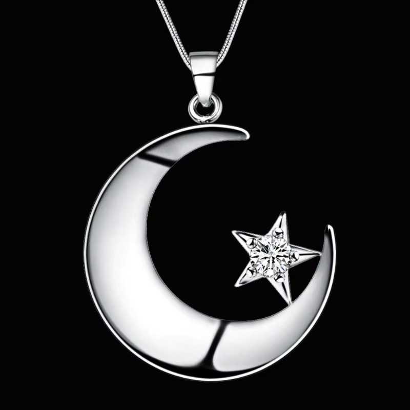 SAY Halskette mit Anhänger Sterne und Mond, 925 Silber, Zirkonia, Damen - Bild 4