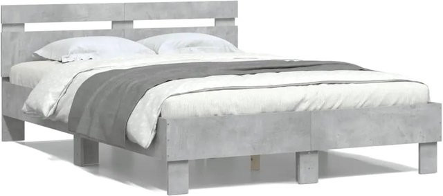 vidaXL Bettgestell mit Kopfteil aus Holzwerkstoff in Grau, B/T/H: 120 x 190 x 70 cm - Bild 1