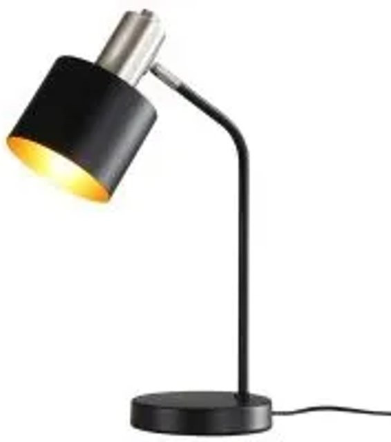NETTLIFE Vintage Nachttischlampe aus Metall in Schwarz und Gold, schwenkbare Schreibtischlampe mit E27 Fassung, Höhe: 43 cm - Bild 1