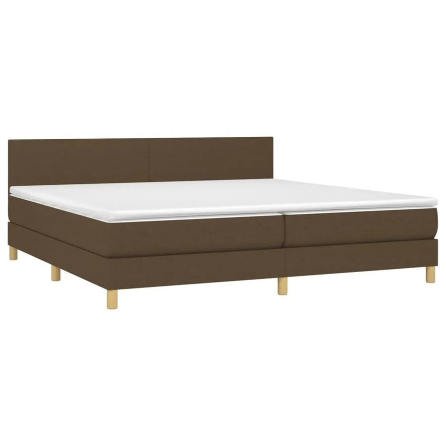 vidaXL Boxspringbett mit Matratze und LED-Unterbettbeleuchtung in Dunkelbraun, Hybridbett mit USB-Ladeanschluss und Taschenfederkern, B/T/H: 200 x 200 x 78 cm - Bild 2