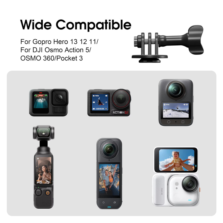 Selfie-Stick-Halterung als Rucksackgurt-Clip für Insta360 X4 X5 Air Go Ultra und DJI Osmo Action in Schwarz - Bild 6