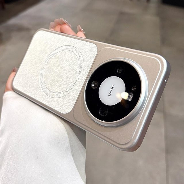 Magnetische Schutzhülle mit Litschi-Lederstruktur für Honor Magic 7 Pro und Honor Magic 6 Pro, matt und stoßfest, Schwarz - Bild 1