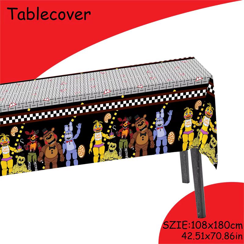 Five Nights at Freddy's Tischdecke im Cartoon-Design, Multicolor Party-Dekoration - Bild 2