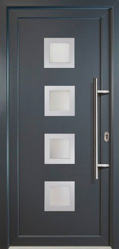 Meeth Aluminium-Haustür Signum Alu in Weiß/Titan mit satiniertem Glaseinsatz, modern, nach innen öffnend, ohne Türgriff, Höhe: 208,0 cm, Breite: 98,0 cm - Bild 1
