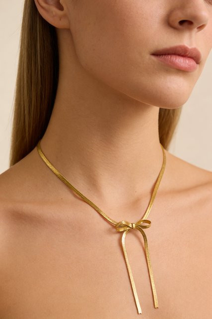 MECYLIFE Halskette Edelstahl, Quasten, Fischgrätenkette, Gold, Damen - Bild 1