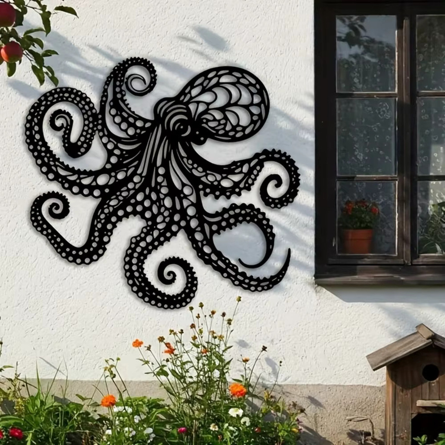 CIFBUY Metall-Oktopus-Wandskulptur in Schwarz – Nautische Dekoration im gotischen Stil - Bild 4