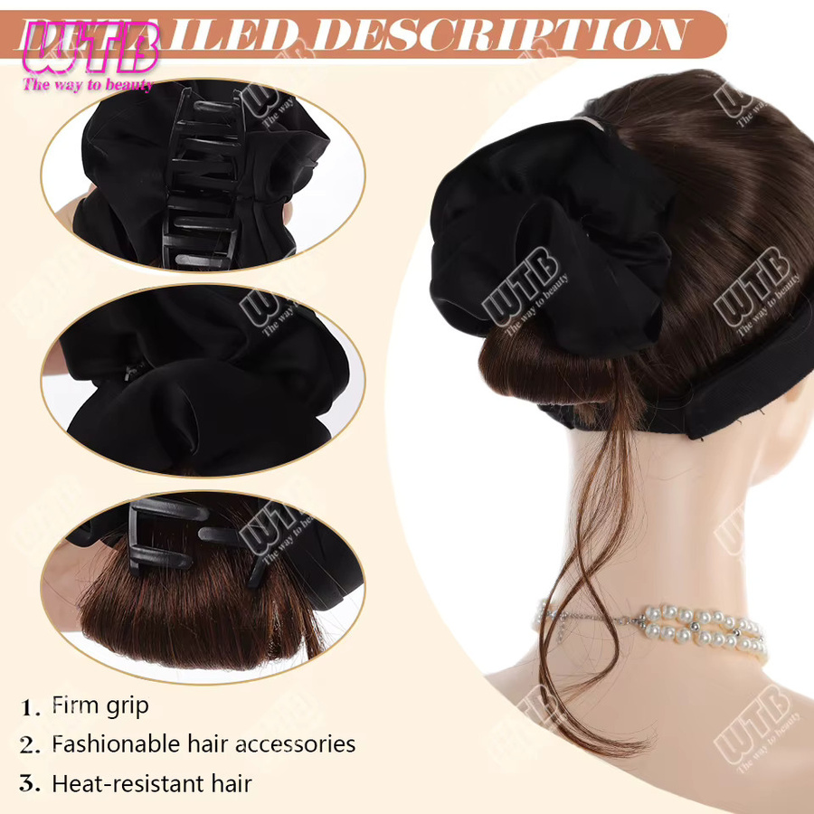 WTB Haarring-Dutt-Perücke für Damen, Schwarz, Synthetisch - Bild 3