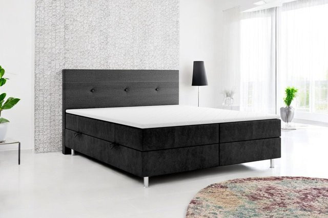 Boxspringbett RIO mit Bettkasten und Topper in Schwarz, B/T/H: 180 x 200 cm - Bild 2
