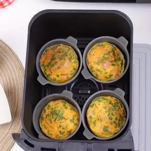 YOCITY Silikon Ramekins und Muffin-Backformen für die Heißluftfritteuse, Grau, Antihaftbeschichtet, Rund - Bild 1