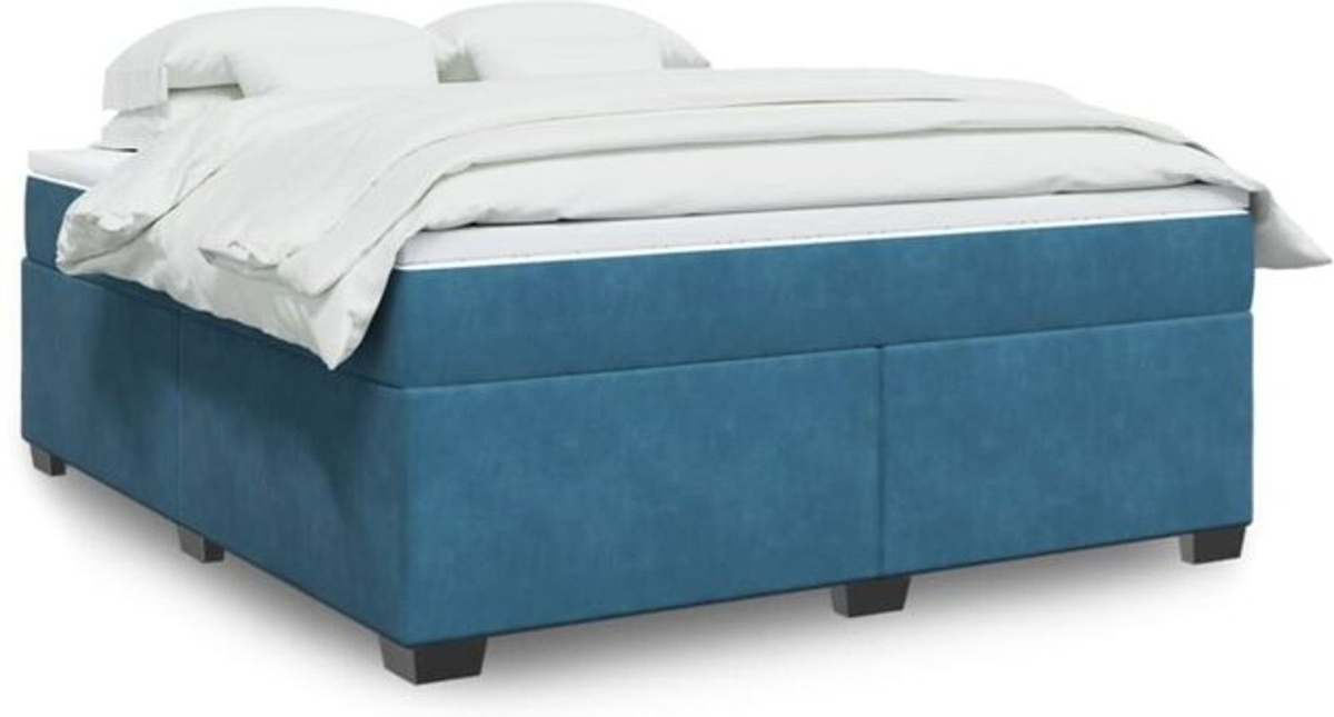 vidaxl Boxspringbett mit Matratze aus Samt in Dunkelblau B/T/H: 180 x 200 x 46 cm - Bild 1