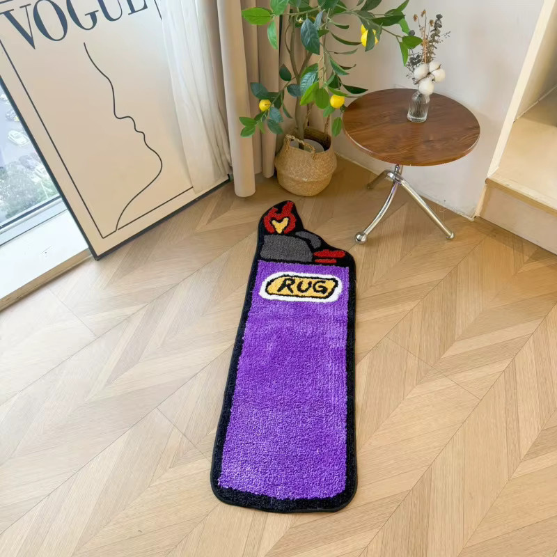 VIKAMA Teppich in Feuerzeug-Optik, rutschfeste Badematte und Wohnaccessoire, Farbe: Lila, B/T: 120 x 40 cm - Bild 2