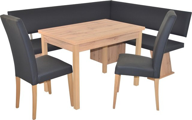 Möbel direkt online 4-teilige Eckbankgruppe mit Auszugsfunktion in Eiche-Nachbildung-Melamindekor, Schenkelmaß: 150 x 182 cm - Bild 1